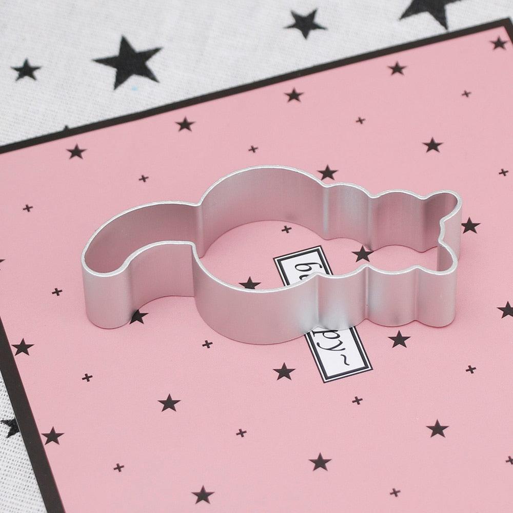 1PC Kitchen Cookie Cutter Cat Shaped Aluminium Mold Sugarcraft Cake Cookies Pastry Baking Cutter Mould Cake Decorating Tools Cute Cat Cookie Cutter Mold Cookie Stamp Perfect For Baking Treats Cookies And Crafts Stevvex