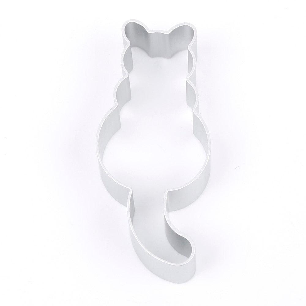1PC Kitchen Cookie Cutter Cat Shaped Aluminium Mold Sugarcraft Cake Cookies Pastry Baking Cutter Mould Cake Decorating Tools Cute Cat Cookie Cutter Mold Cookie Stamp Perfect For Baking Treats Cookies And Crafts Stevvex