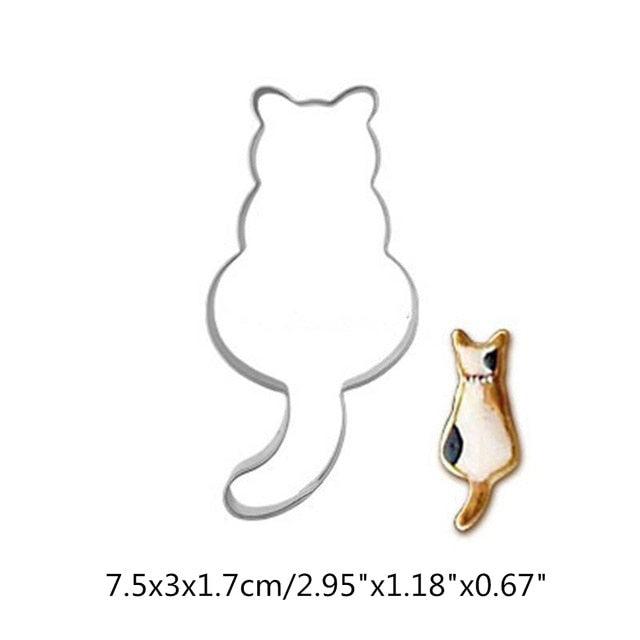 1PC Kitchen Cookie Cutter Cat Shaped Aluminium Mold Sugarcraft Cake Cookies Pastry Baking Cutter Mould Cake Decorating Tools Cute Cat Cookie Cutter Mold Cookie Stamp Perfect For Baking Treats Cookies And Crafts Stevvex