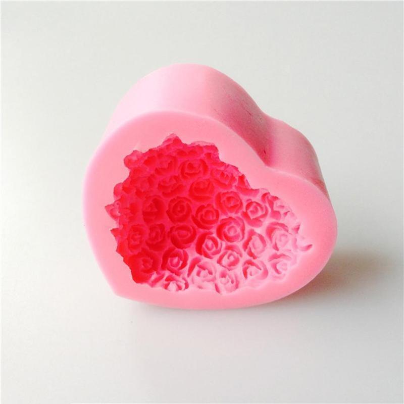 1PC Love Heart Rose Flower Shape 3D Silicone Mold Fondant Chocolate Cake Decorating Baking Tools Moulds Mold Soap Rose Flower Heart Molds Fondant Sugar Pudding Soap Candle Mould Stevvex