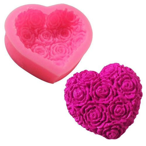 1PC Love Heart Rose Flower Shape 3D Silicone Mold Fondant Chocolate Cake Decorating Baking Tools Moulds Mold Soap Rose Flower Heart Molds Fondant Sugar Pudding Soap Candle Mould Stevvex