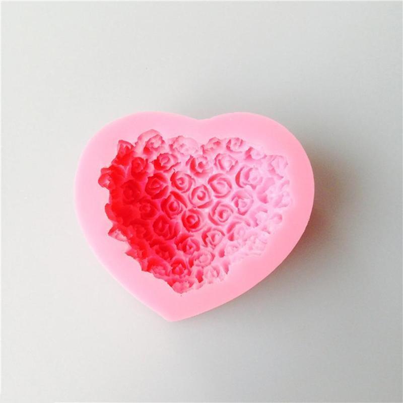 1PC Love Heart Rose Flower Shape 3D Silicone Mold Fondant Chocolate Cake Decorating Baking Tools Moulds Mold Soap Rose Flower Heart Molds Fondant Sugar Pudding Soap Candle Mould Stevvex