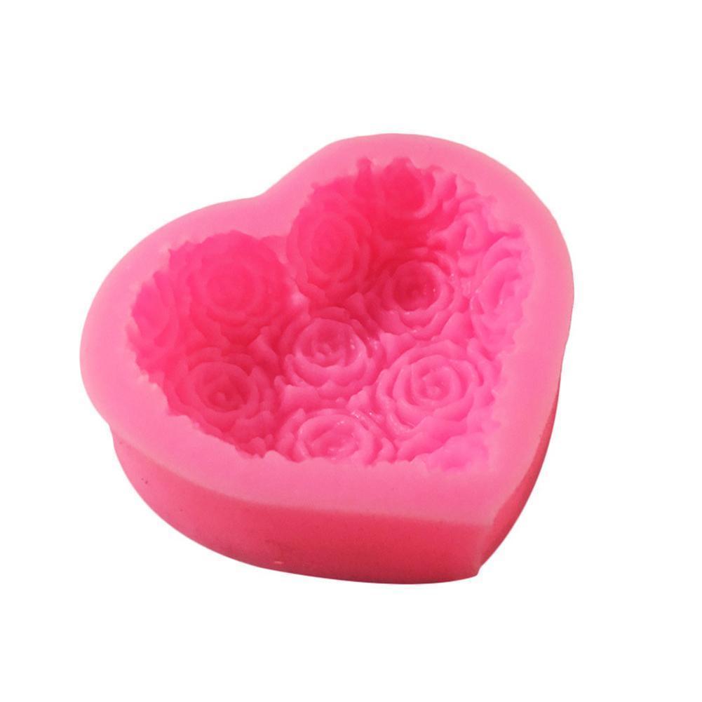 1PC Love Heart Rose Flower Shape 3D Silicone Mold Fondant Chocolate Cake Decorating Baking Tools Moulds Mold Soap Rose Flower Heart Molds Fondant Sugar Pudding Soap Candle Mould Stevvex
