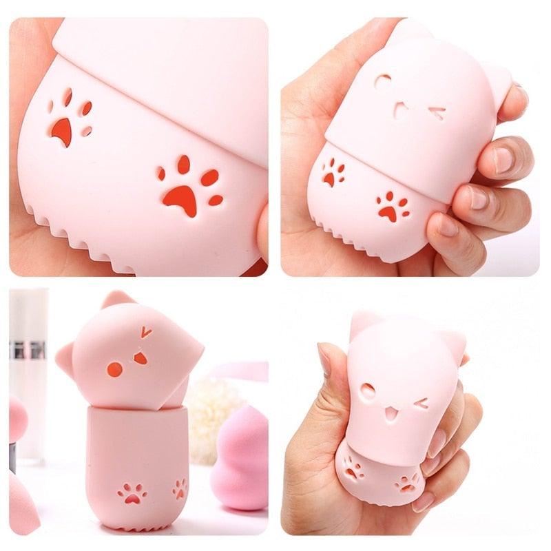 1PC Luxury Powder Puff Holder Sponge Makeup Drying Case Portable Soft Silicone Cosmetic Sponge Box Holder Elegant Soft Design Stevvex
