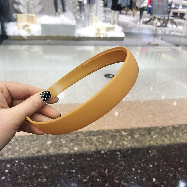 1PC Plastic Fashion Frosted Wide Headband Hair Band Headwear Bezel Hair Accessories For Woman Satin Covered Resin Hairbands Gorgeous Hair Accessories For Women Stevvex