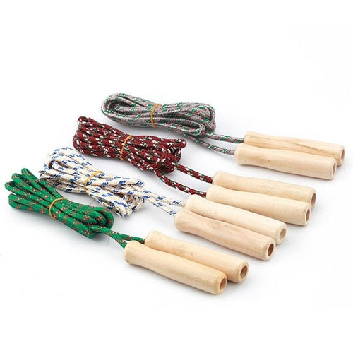 1PC Random Color Sports Skipping Rope Practice Speed Jump Wood Grip Handle Children Kid Fitness Training Classic Wooden Handles Outdoor Fun Activity Great Party Favor Exercise Activity For Kids Stevvex