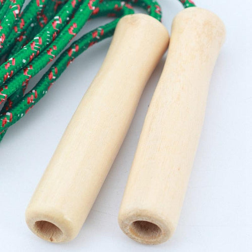 1PC Random Color Sports Skipping Rope Practice Speed Jump Wood Grip Handle Children Kid Fitness Training Classic Wooden Handles Outdoor Fun Activity Great Party Favor Exercise Activity For Kids Stevvex