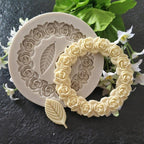 1PC Rosette Leaves Silicone Mold Cake Chocolate Mold Picture Frame Frame Sugar Baking Mold Molding Silicone Picture Frames Fondant Molds Photo Mirror Silicone Wedding Cake Decorating Mold Stevvex