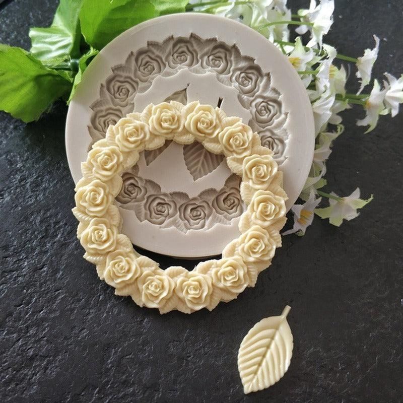 1PC Rosette Leaves Silicone Mold Cake Chocolate Mold Picture Frame Frame Sugar Baking Mold Molding Silicone Picture Frames Fondant Molds Photo Mirror Silicone Wedding Cake Decorating Mold Stevvex