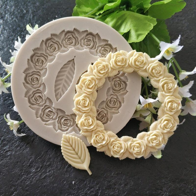 1PC Rosette Leaves Silicone Mold Cake Chocolate Mold Picture Frame Frame Sugar Baking Mold Molding Silicone Picture Frames Fondant Molds Photo Mirror Silicone Wedding Cake Decorating Mold Stevvex