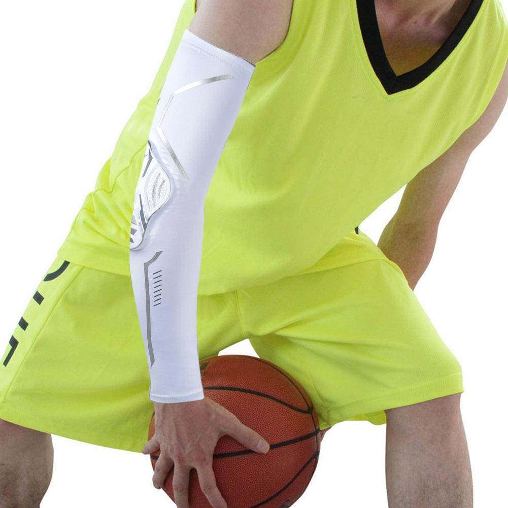1PC Sport Black Arm Guard Compression Sleeves Sports Fitness Elastic Elbow Protective Pad Outdoor Basketball Football Sleeves For UV Summer Sun Protection Men Athletic Arm Cover Stevvex
