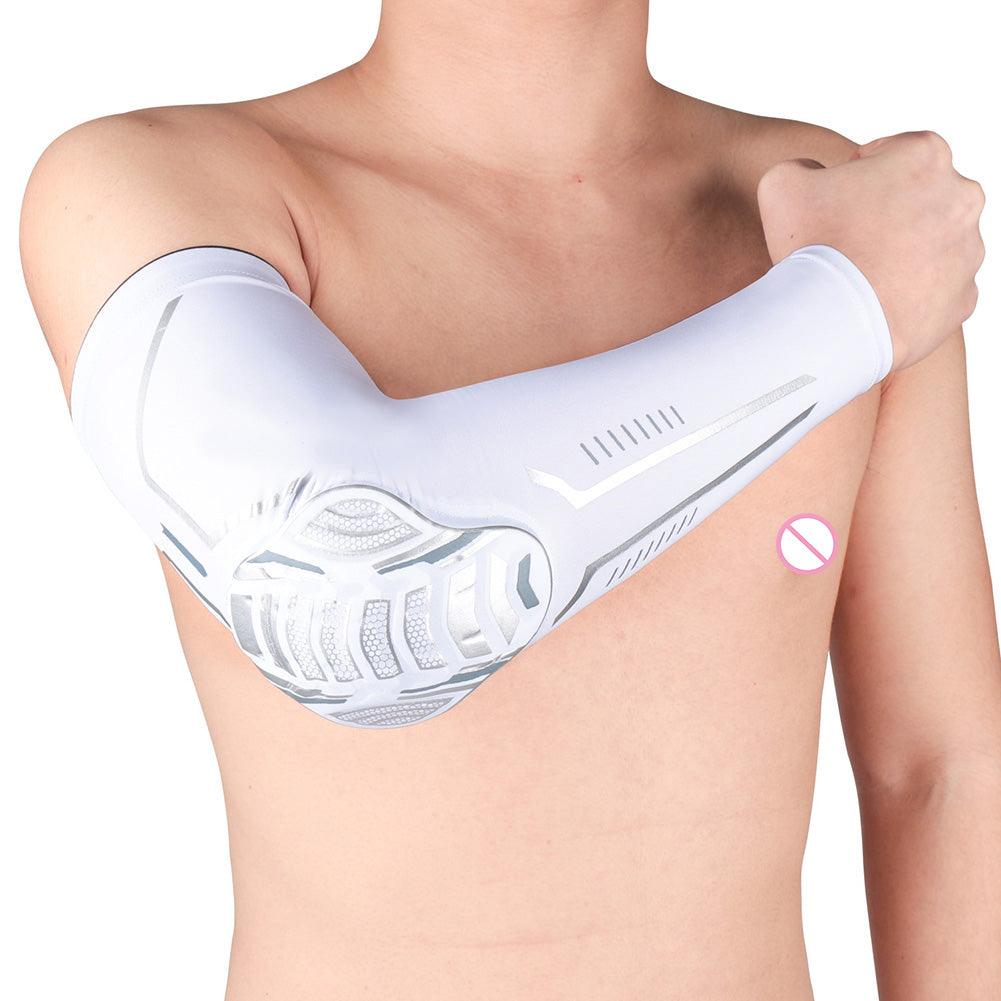 1PC Sport Black Arm Guard Compression Sleeves Sports Fitness Elastic Elbow Protective Pad Outdoor Basketball Football Sleeves For UV Summer Sun Protection Men Athletic Arm Cover Stevvex