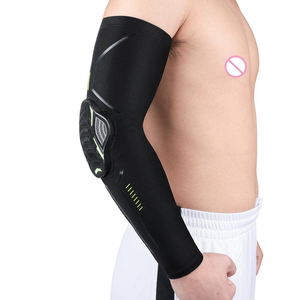 1PC Sport Black Arm Guard Compression Sleeves Sports Fitness Elastic Elbow Protective Pad Outdoor Basketball Football Sleeves For UV Summer Sun Protection Men Athletic Arm Cover Stevvex