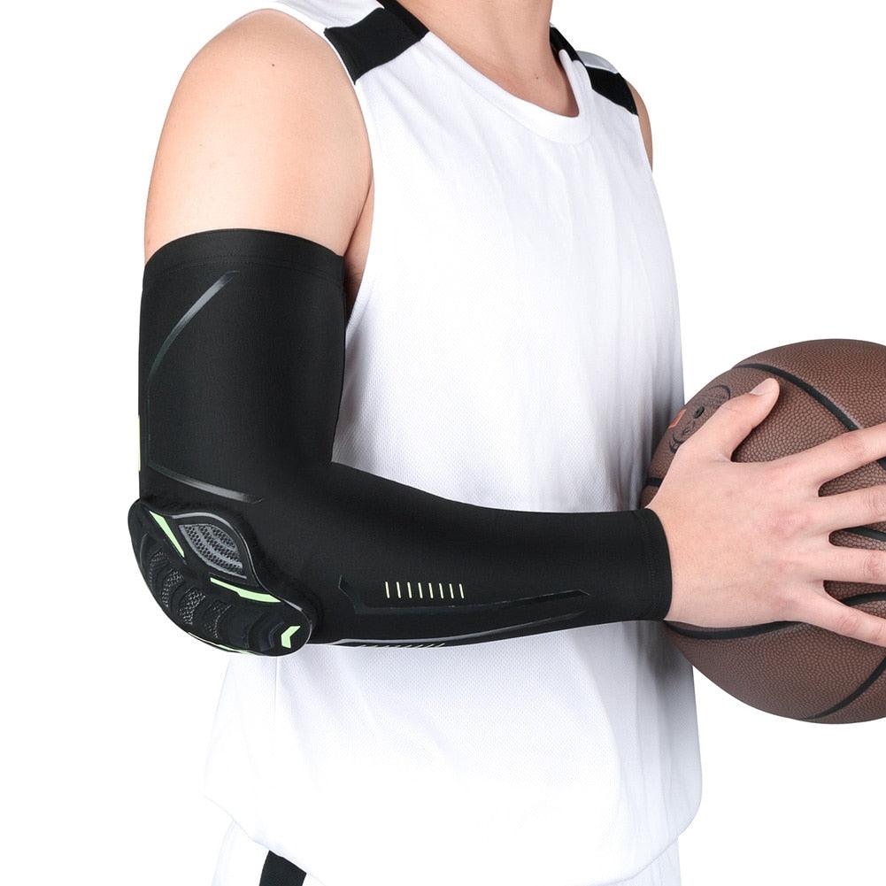 1PC Sport Black Arm Guard Compression Sleeves Sports Fitness Elastic Elbow Protective Pad Outdoor Basketball Football Sleeves For UV Summer Sun Protection Men Athletic Arm Cover Stevvex