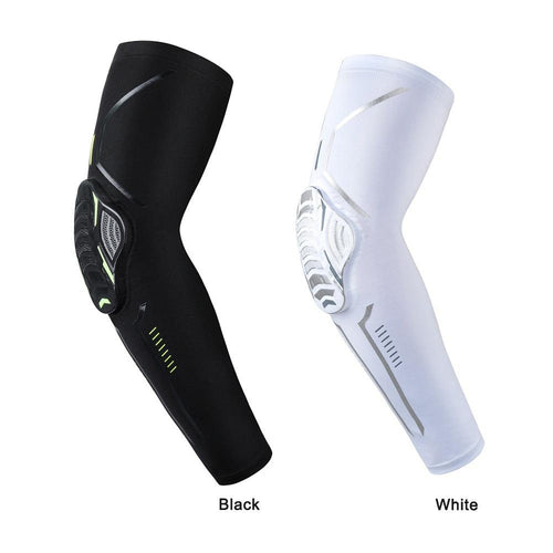 1PC Sport Black Arm Guard Compression Sleeves Sports Fitness Elastic Elbow Protective Pad Outdoor Basketball Football Sleeves For UV Summer Sun Protection Men Athletic Arm Cover Stevvex