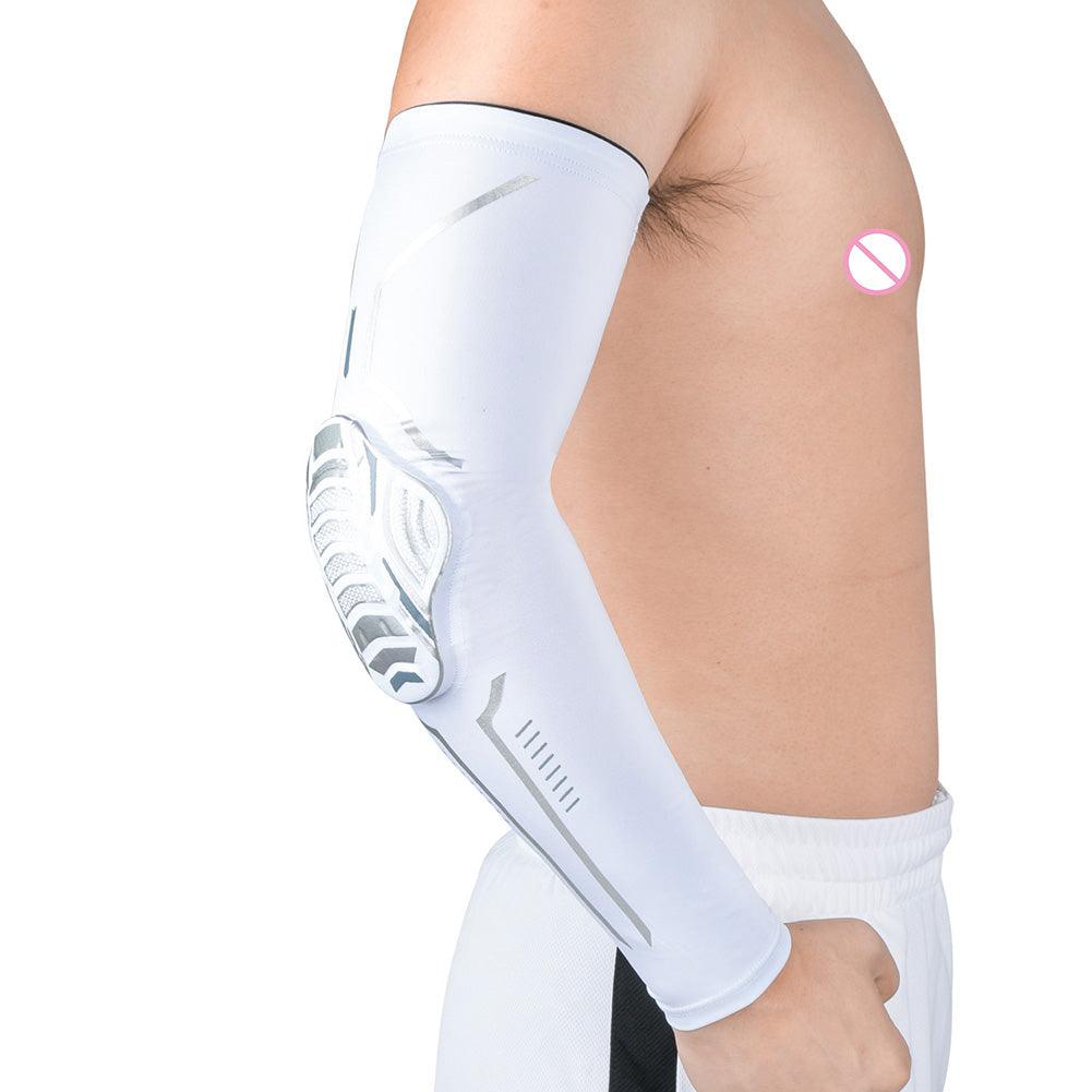 1PC Sport Black Arm Guard Compression Sleeves Sports Fitness Elastic Elbow Protective Pad Outdoor Basketball Football Sleeves For UV Summer Sun Protection Men Athletic Arm Cover Stevvex