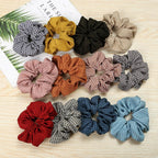 1PC Vintage Scrunchie Stretch Headband Dot Plaid Scrunchies Women Elastic Hair Bands Girls Hair Ties Striped Ponytail Holder Accessories for Women
