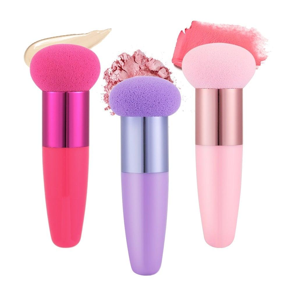 1PC Womens Powder Sponge Beauty Cosmetic Puff Face Makeup Brushes Tools with Handle Makeup Brush Professional Soft Mushroom Head Stevvex