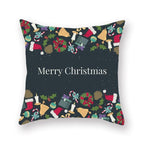 1Pcs Blue Christmas Tree Deer Santa Claus Pattern Polyester Cushion Cover Merry Christmas Throw Cushion Covers Tree Reindeer Star Pillow Case For Party Home Decoration Decorative Sofa Home Decor Pillowcover 45x45cm