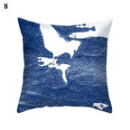 1Pcs Blue Pattern Cushion Cover Polyester Pillowcase Decorative Navy Blue White Pillow Covers Pillow Case Blue Home Bedroom Sofa Decor Pillow Cover Stevvex