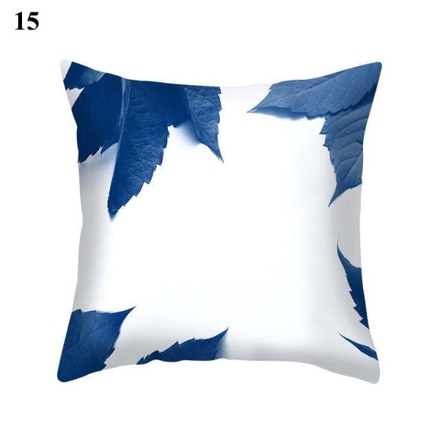 1Pcs Blue Pattern Cushion Cover Polyester Pillowcase Decorative Navy Blue White Pillow Covers Pillow Case Blue Home Bedroom Sofa Decor Pillow Cover Stevvex