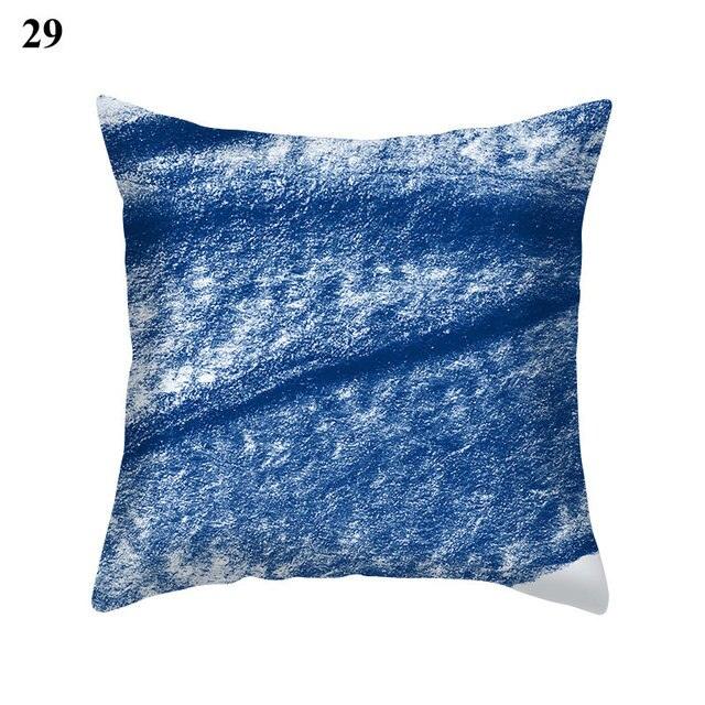 1Pcs Blue Pattern Cushion Cover Polyester Pillowcase Decorative Navy Blue White Pillow Covers Pillow Case Blue Home Bedroom Sofa Decor Pillow Cover Stevvex