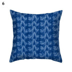 1Pcs Blue Pattern Cushion Cover Polyester Pillowcase Decorative Navy Blue White Pillow Covers Pillow Case Blue Home Bedroom Sofa Decor Pillow Cover Stevvex
