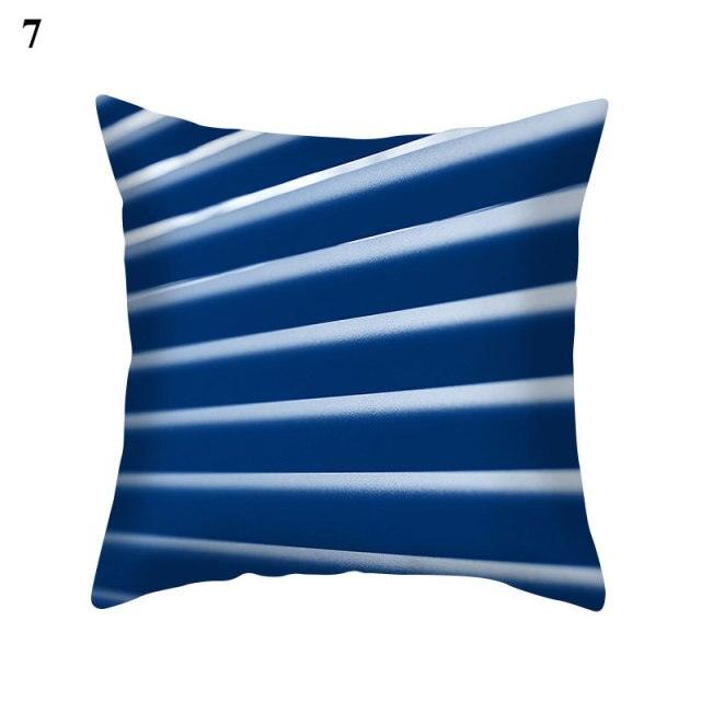 1Pcs Blue Pattern Cushion Cover Polyester Pillowcase Decorative Navy Blue White Pillow Covers Pillow Case Blue Home Bedroom Sofa Decor Pillow Cover Stevvex