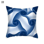 1Pcs Blue Pattern Cushion Cover Polyester Pillowcase Decorative Navy Blue White Pillow Covers Pillow Case Blue Home Bedroom Sofa Decor Pillow Cover Stevvex