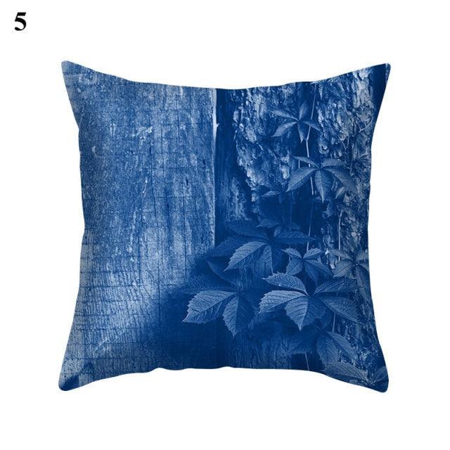 1Pcs Blue Pattern Cushion Cover Polyester Pillowcase Decorative Navy Blue White Pillow Covers Pillow Case Blue Home Bedroom Sofa Decor Pillow Cover Stevvex