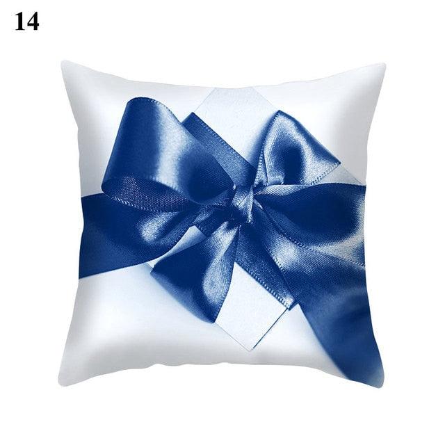 1Pcs Blue Pattern Cushion Cover Polyester Pillowcase Decorative Navy Blue White Pillow Covers Pillow Case Blue Home Bedroom Sofa Decor Pillow Cover Stevvex