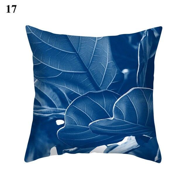 1Pcs Blue Pattern Cushion Cover Polyester Pillowcase Decorative Navy Blue White Pillow Covers Pillow Case Blue Home Bedroom Sofa Decor Pillow Cover Stevvex