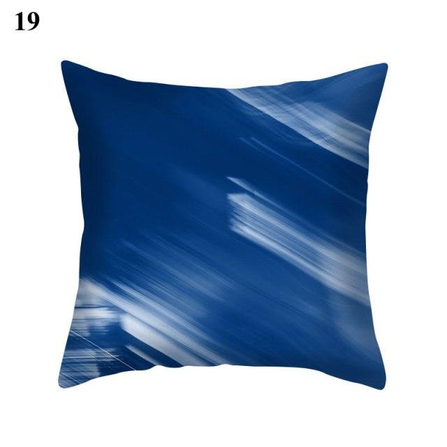 1Pcs Blue Pattern Cushion Cover Polyester Pillowcase Decorative Navy Blue White Pillow Covers Pillow Case Blue Home Bedroom Sofa Decor Pillow Cover Stevvex