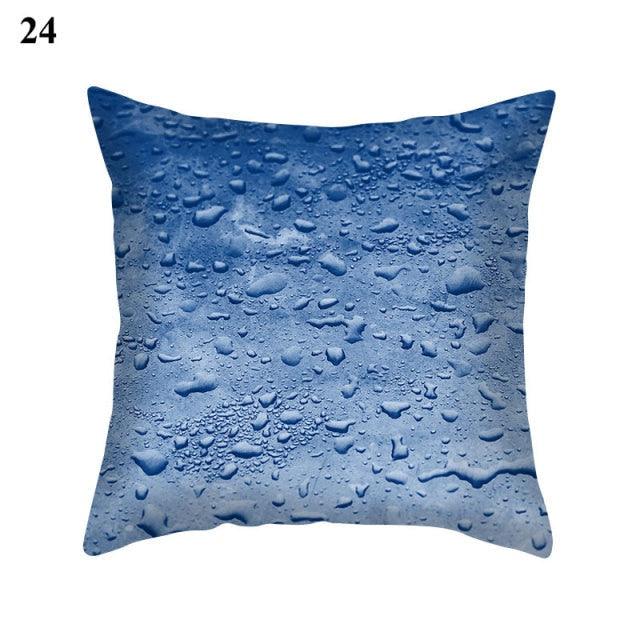 1Pcs Blue Pattern Cushion Cover Polyester Pillowcase Decorative Navy Blue White Pillow Covers Pillow Case Blue Home Bedroom Sofa Decor Pillow Cover Stevvex