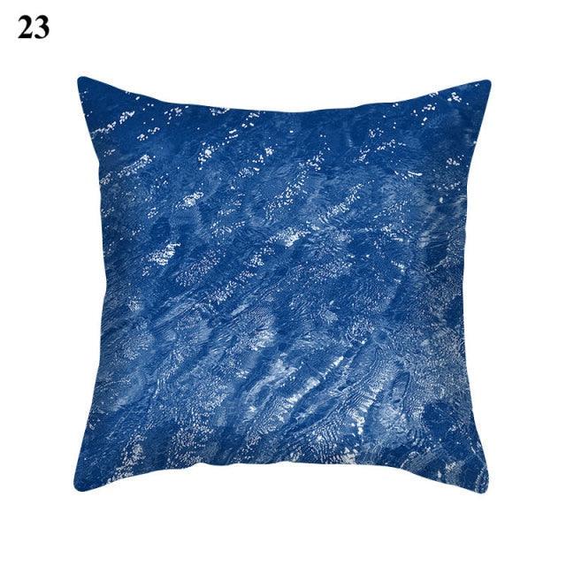 1Pcs Blue Pattern Cushion Cover Polyester Pillowcase Decorative Navy Blue White Pillow Covers Pillow Case Blue Home Bedroom Sofa Decor Pillow Cover Stevvex