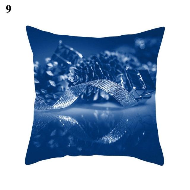 1Pcs Blue Pattern Cushion Cover Polyester Pillowcase Decorative Navy Blue White Pillow Covers Pillow Case Blue Home Bedroom Sofa Decor Pillow Cover Stevvex