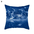 1Pcs Blue Pattern Cushion Cover Polyester Pillowcase Decorative Navy Blue White Pillow Covers Pillow Case Blue Home Bedroom Sofa Decor Pillow Cover Stevvex
