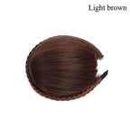 1pcs Braided Hairband Synthetic Bangs Heat Resistant Bangs Hair Extensions for Women Girls Blunt Bangs Fake Fringe Hairpieces Natural Flat Neat Bangs With Temples For Women One Piece Hairpiece