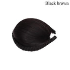 1pcs Braided Hairband Synthetic Bangs Heat Resistant Bangs Hair Extensions for Women Girls Blunt Bangs Fake Fringe Hairpieces Natural Flat Neat Bangs With Temples For Women One Piece Hairpiece