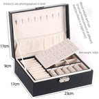 1pcs Double Layer Storage Box For Men And Women Large Capacity Leather Jewelry Box Hardware Latch Travel Portable Flip Lid Palm Jewelry Box Jewelry Box for Women Girls Necklace Ring Storage Organizer 2 Layers Large PU-Leathers Jewelry Case