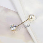 1pcs Fashion Pearl Fixed Strap Charm Safety Pin Sweater Cardigan Clip Brooches Rhinestone Metal Jewelry Sweater Shawl Clips Faux Crystal and Pearl Pins for Fixing on Sweaters Stevvex