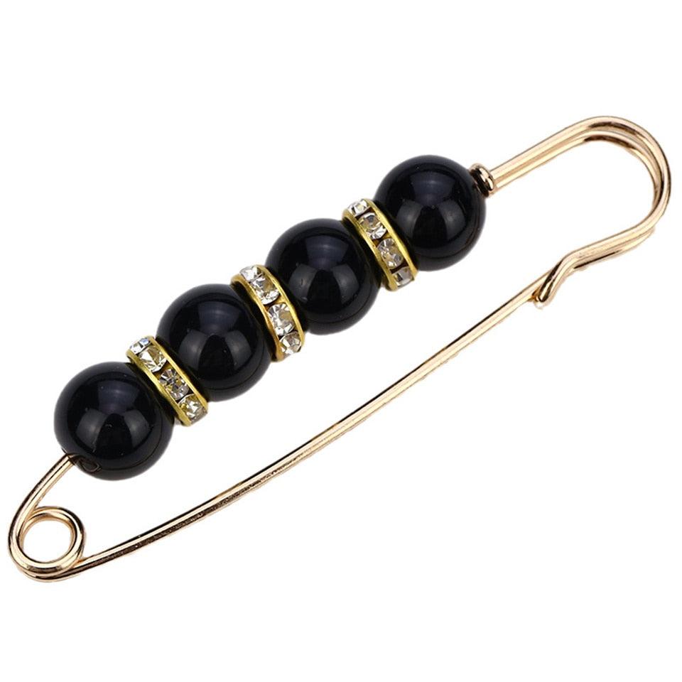 1pcs Fashion Pearl Fixed Strap Charm Safety Pin Sweater Cardigan Clip Brooches Rhinestone Metal Jewelry Sweater Shawl Clips Faux Crystal and Pearl Pins for Fixing on Sweaters Stevvex