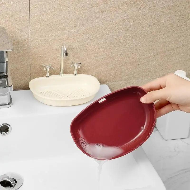 1Pcs Faucet Shape Draining Soap Dish Portable Bathroom Products Double Layer 3Colors Eco-friendly Soap Box Draining Soap Dish Sponge Holder Soap Container with Waterfall Spout for Bathroom Shower Kitchen Sink Stevvex