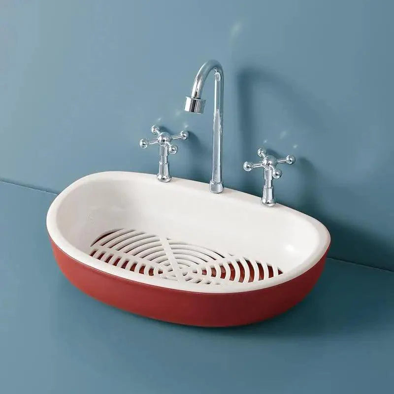 1Pcs Faucet Shape Draining Soap Dish Portable Bathroom Products Double Layer 3Colors Eco-friendly Soap Box Draining Soap Dish Sponge Holder Soap Container with Waterfall Spout for Bathroom Shower Kitchen Sink Stevvex
