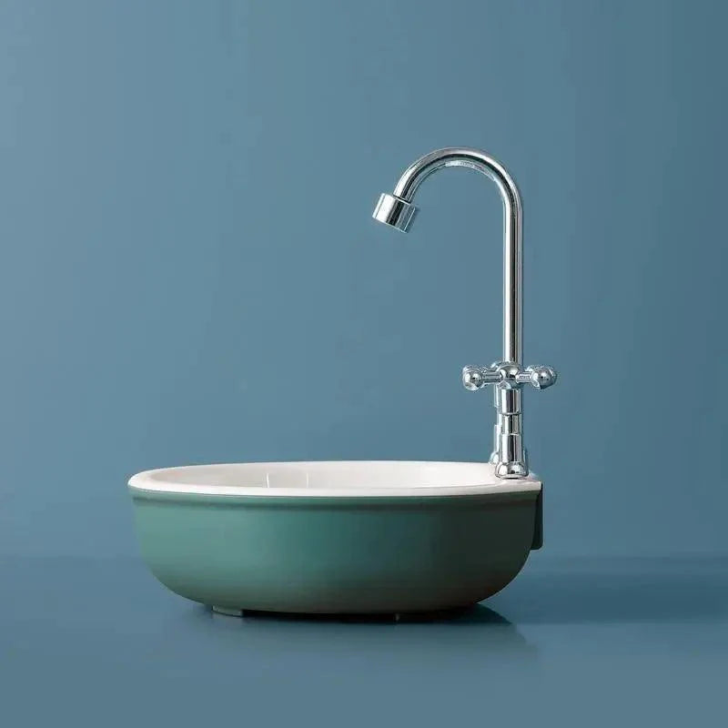 1Pcs Faucet Shape Draining Soap Dish Portable Bathroom Products Double Layer 3Colors Eco-friendly Soap Box Draining Soap Dish Sponge Holder Soap Container with Waterfall Spout for Bathroom Shower Kitchen Sink Stevvex