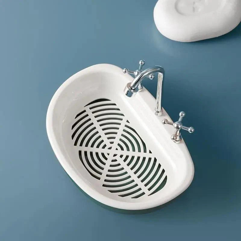 1Pcs Faucet Shape Draining Soap Dish Portable Bathroom Products Double Layer 3Colors Eco-friendly Soap Box Draining Soap Dish Sponge Holder Soap Container with Waterfall Spout for Bathroom Shower Kitchen Sink Stevvex