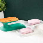 1Pcs Faucet Shape Draining Soap Dish Portable Bathroom Products Double Layer 3Colors Eco-friendly Soap Box Draining Soap Dish Sponge Holder Soap Container with Waterfall Spout for Bathroom Shower Kitchen Sink Stevvex