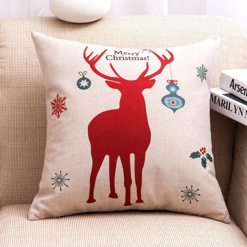 1Pcs Happy New Year Christmas Decorations Pillows Cover Merry Christmas Throw Cushion Covers Tree Reindeer Star Pillow Case For Party Home Decoration 45x45CM Stevvex