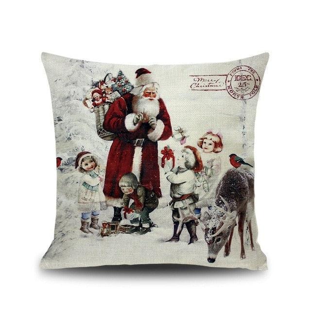 1Pcs Happy New Year Christmas Decorations Pillows Cover Merry Christmas Throw Cushion Covers Tree Reindeer Star Pillow Case For Party Home Decoration 45x45CM Stevvex