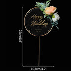 1Pcs Metal Happy Birthday Cake Topper Artificial flowers Cake Toppers Happy Birthday Cake Topper Metal And Acrylic Cake Decoration With Pink Artificial Flower Cluster For DIY Baby Shower Birthday Party Decoration Baking Decor Stevvex